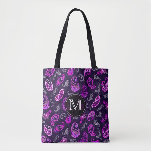 Vintage Purple Paisley Tote Bag (Front)