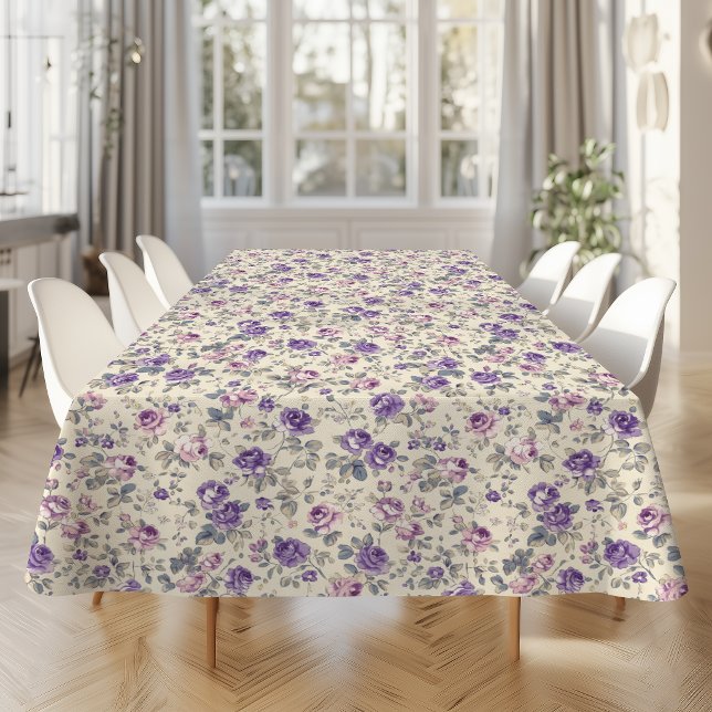 Vintage Purple Pink Floral Pattern  Tablecloth (Creator Uploaded)