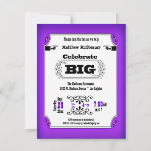 Vintage Purple Playbill Birthday Party Invitation