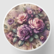 Vintage Purple Rose & Botanical Collage Design