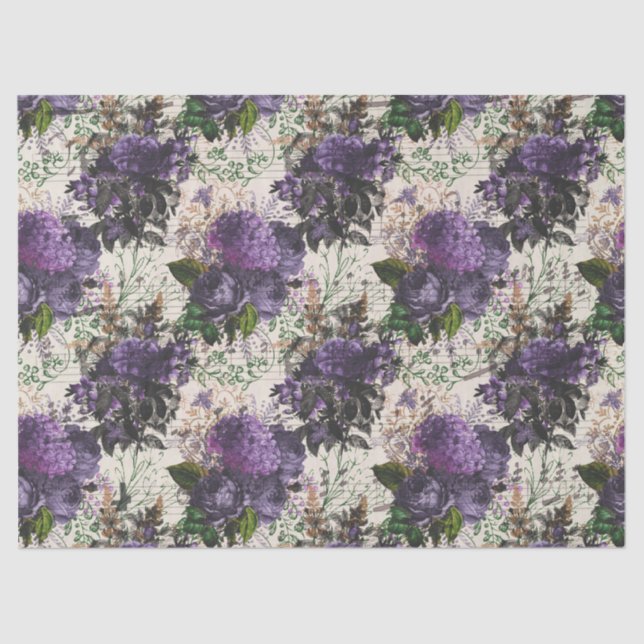 Vintage Purple Rose Decoupage Tissue Paper (Front)