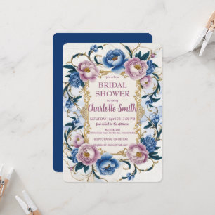 Vintage Purple Rose Flower antique bridal shower Invitation