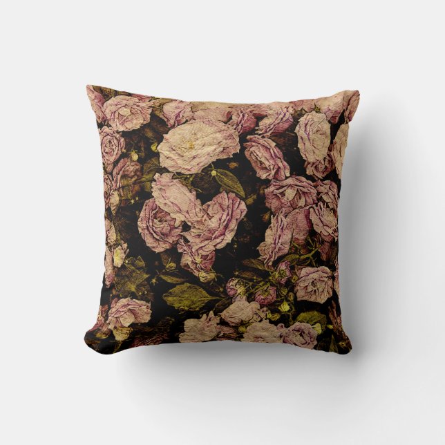 vintage purple rose toss pillow (Front)