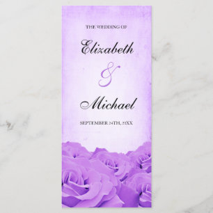 Vintage Purple Rose Wedding Program Programme