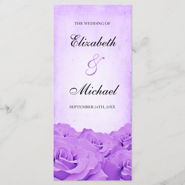 Vintage Purple Rose Wedding Program Programme (Front)