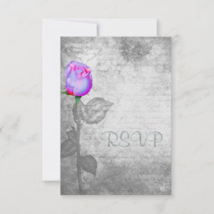 Vintage Purple Rosebud Wedding RSVP Card
