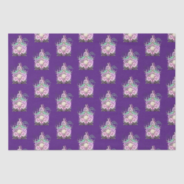 Vintage Purple Sea Witch Pattern  Tissue Paper (Front)