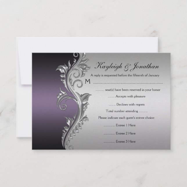Vintage Purple Silver Black RSVP (Front)