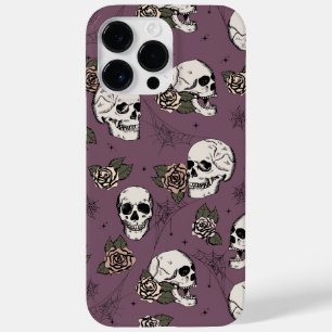 Vintage Purple Skulls and Roses Case-Mate iPhone 14 Pro Max Case