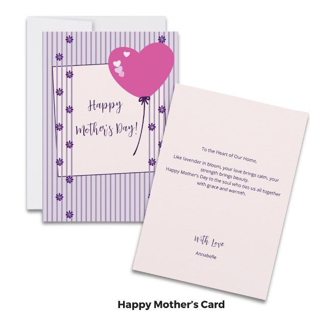Vintage Purple Stripes & Flowers Mother's Day Card (Vintage Purple Stripes & Flowers Mother's Day Card)