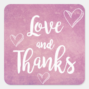Vintage Purple Thank You White Hearts Love Grunge Square Sticker
