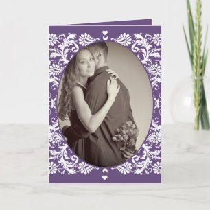 Vintage Purple Victorian Floral Damask Wedding Invitation