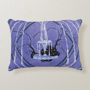 Vintage Purple Water Fountain Art Deco Pattern Decorative Cushion