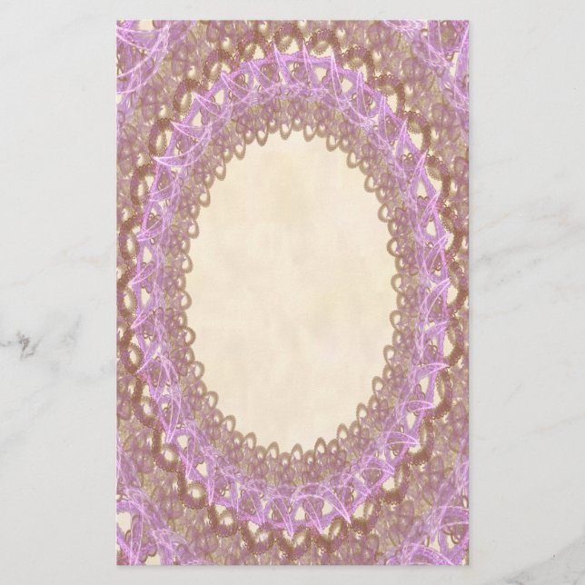Vintage Purple Wedding Lace Stationery Pages (Front)