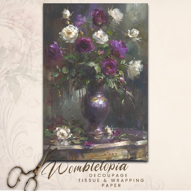Vintage Purple & White Rose Bouquet Decoupage Tissue Paper (Creator Uploaded)