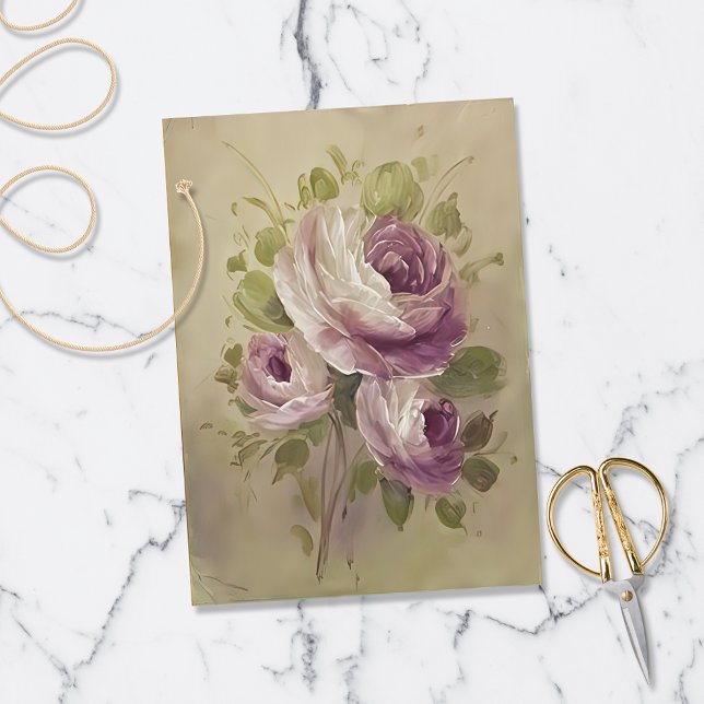 Vintage Purple White Roses Tissue Paper (Creator Uploaded)