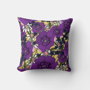 Vintage Purple Wildflowers Cushion