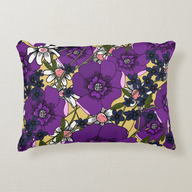 Vintage Purple Wildflowers Decorative Cushion (Front)