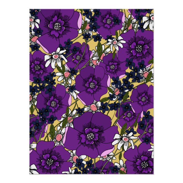 Vintage Purple Wildflowers Poster (Front)