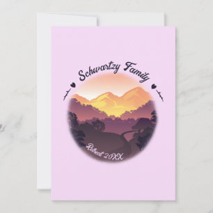 Vintage Purple Yellow Farmhouse Mountain Sunset  Invitation