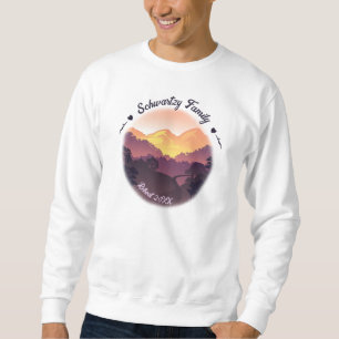 Vintage Purple Yellow Farmhouse Mountain Sunset  Sweatshirt