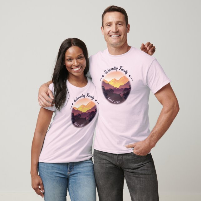 Vintage Purple Yellow Farmhouse Mountain Sunset  T-Shirt (Unisex)