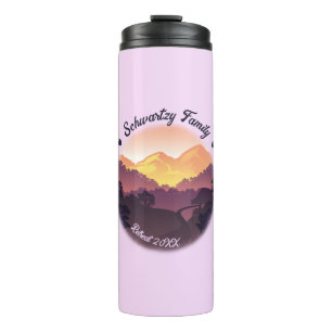 Vintage Purple Yellow Farmhouse Mountain Sunset  Thermal Tumbler