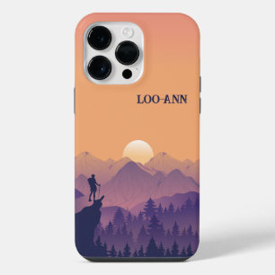 Vintage Purple Yellow Hike Mountain Sunset iPhone 14 Pro Max Case
