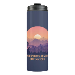 Vintage Purple Yellow Hike Mountain Sunset Thermal Tumbler