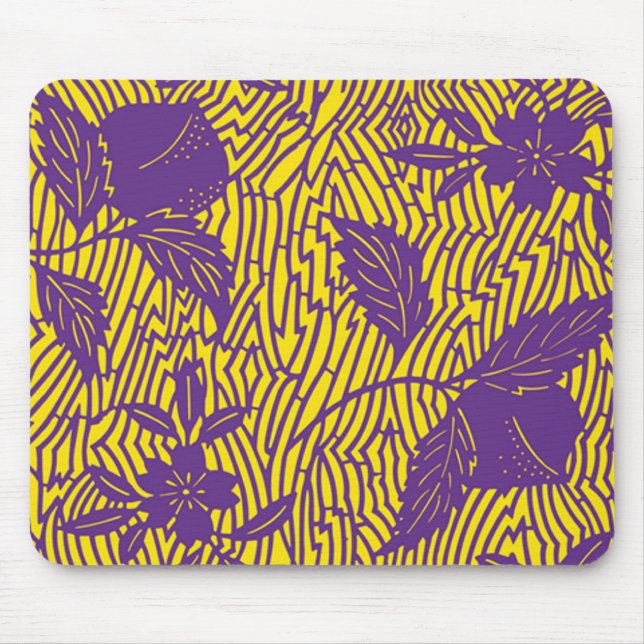 Vintage Purple & Yellow Textile Design Mouse Pad (Front)