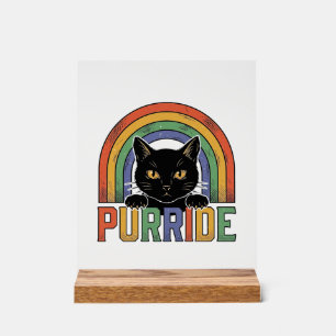 Vintage Purride Black Cat Rainbow Shirt Design_1 Acrylic Sign