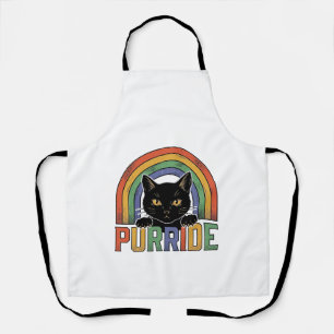 Vintage Purride Black Cat Rainbow Shirt Design_1 Apron