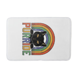 Vintage Purride Black Cat Rainbow Shirt Design_1 Bath Mat