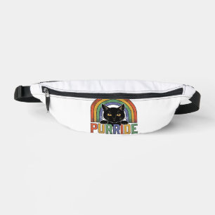 Vintage Purride Black Cat Rainbow Shirt Design_1 Bum Bags