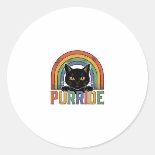 Vintage Purride Black Cat Rainbow Shirt Design_1 Classic Round Sticker