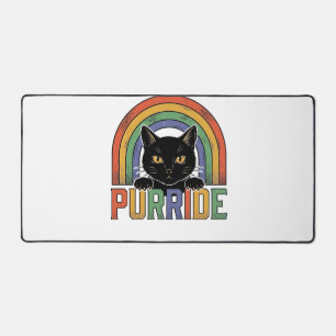 Vintage Purride Black Cat Rainbow Shirt Design_1 Desk Mat