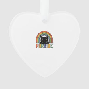 Vintage Purride Black Cat Rainbow Shirt Design_1 Ornament