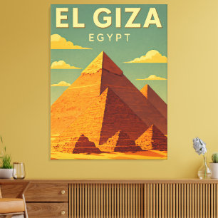 Vintage Pyramids of Giza Canvas Print – Retro Art