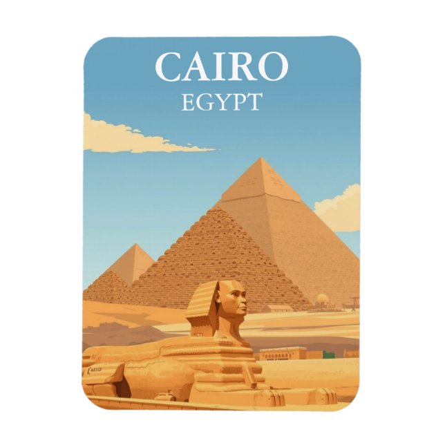 Vintage Pyramids & Sphinx Cairo Egypt Travel Magnet (Vertical)