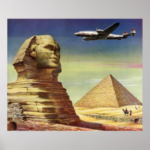 Vintage Pyramids, the Great Sphinx of Giza, Egypt Poster