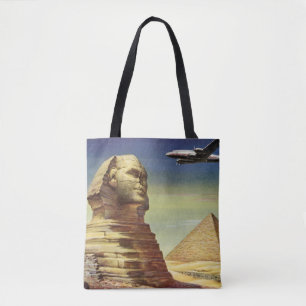 Vintage Pyramids, the Great Sphinx of Giza, Egypt Tote Bag