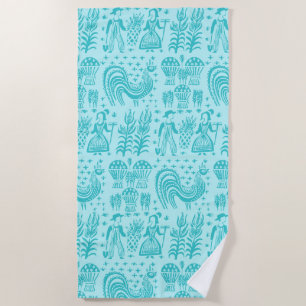 Vintage Pyrex Pattern - Butterprint Turquoise Blue Beach Towel