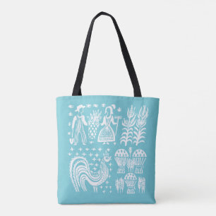 Vintage Pyrex Pattern - Butterprint Turquoise Blue Tote Bag