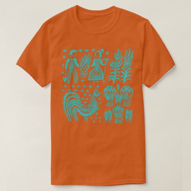 Vintage Pyrex Pattern ButterTurquoise Blue  T-Shirt (Design Front)