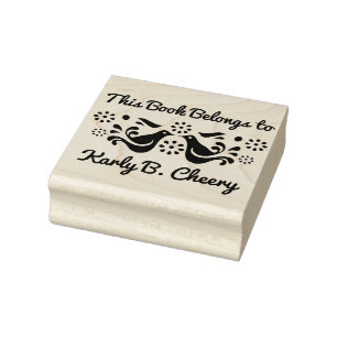 Vintage Pyrex Pattern - Friendship 2 Birds Book Rubber Stamp