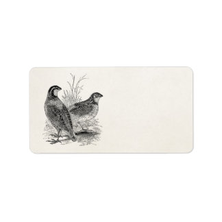 Vintage Quail Birds - Personalised Retro Game Bird Label