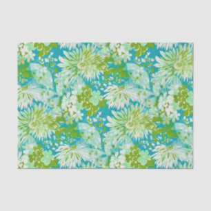 Vintage Quaint Spring Flowers Fabric Look Tissue Paper