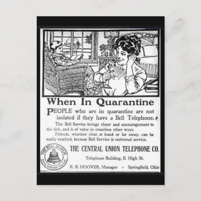 Vintage quarantine telephone advertisement funny postcard (Front)