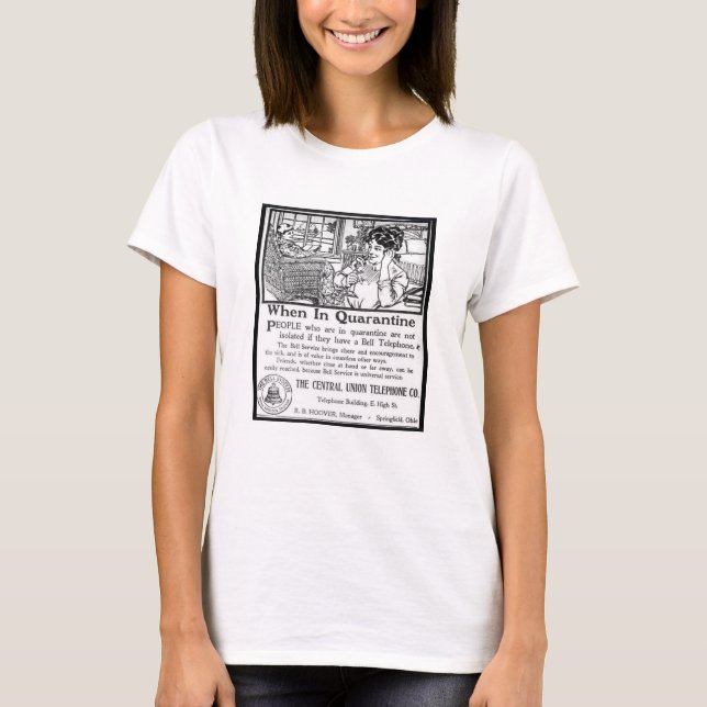 Vintage quarantine telephone advertisement funny T-Shirt (Front)