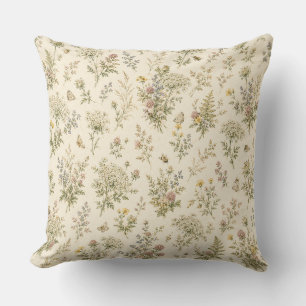 Vintage Queen Anne’s Lace Wildflower Meadow Cushion